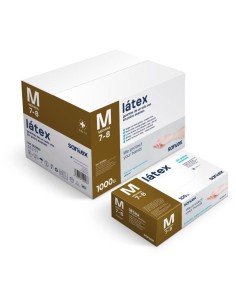 Guantes de látex sin polvo - Talla M - 100 UNIDADES